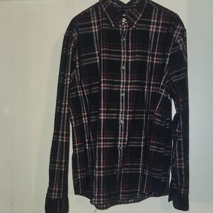 Express Mens XL Black and Red Plaid Checkered Shirt